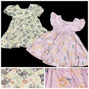 Dot Dot Smile 2 Halloween Theme Twirl and Tiered Dresses Lavender Sage 12-24 mos